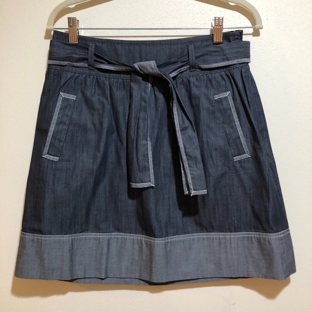 Ann Taylor Loft Two Tone Gray Belted Skirt
